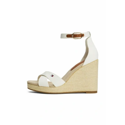 Immagine di Tommy Hilfiger Donna Sandali Wedge Flag High Crisscross con Cinturino alla Caviglia, Bianco (Ecru), 40