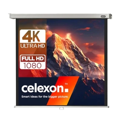 Immagine di Celexon Rollo Professional, Schermo manuale, formato 1:1, Full HD, 3D, 200 x cm, Bianco