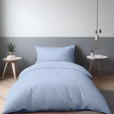 Immagine di LivinEase Set Copripiumino Singolo 135x200 cm con 1 Federa 80x80 in Microfibra Monocromatico Colori Solid Dyed, Morbido ed Ipoallergenico (Spa Blue)