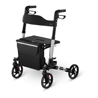 Immagine di Uniprodo Deambulatore Rollator per Anziani UNI_ROLL_01 DF (Argento, 136 kg, Alluminio, Borsa la Spesa, 4 Ruote)