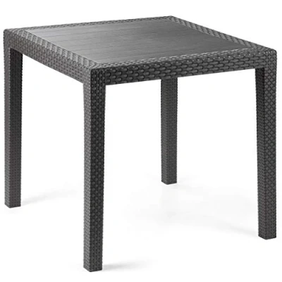 Immagine di Progarden Tavolo tavolino King in Dura Resina Finto Rattan Vimini Nero Antracite Bar casa
