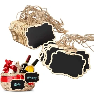 Immagine di ROMOLY 12 PCS lavagnette Etichette in Legno per Lavagna Appese con Corda Mini Segni di Rettangolari Decorazioni, Feste, Matrimoni e Progetti Artigianali