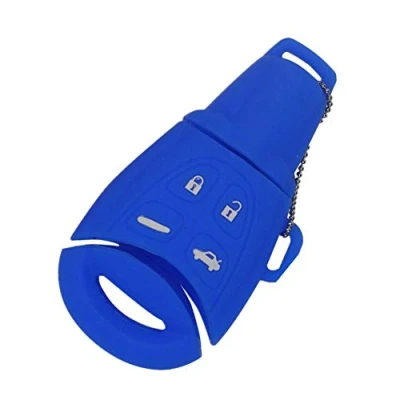 Immagine di Happyit Custodia in silicone per chiave auto Saab 9 3 5 93 95 4 pulsanti accessori telecomando (blu)