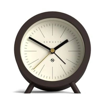 Immagine di Newgate® Fred Barile sveglia &#039;No Tick&#039; Orologio rotondo retrò analogica senza ticchettio Piccola (Chocolate Black/Cream Dial)