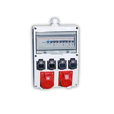 Immagine di Ehmann PROFI, splitter da parete con ingresso M32 per cavo, FI/LS, Made in Germany, 6 uscite (1 x CEE 32A / 1 16A 4x230V ), K2, BGI GUV I608