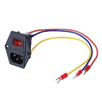Immagine di 3Dman 15A 250V Rocker Switch On/Off Power Socket Inlet Module Plug 10A Fuse with 3Pcs 18 AWG Wirings 3 Pin IEC 320 C14