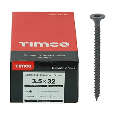 Immagine di TIMco Vite PH2 per cartongesso, colore: nero (confezione da 1000), 00032DRY