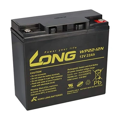 Immagine di batteria al piombo WP22 12N, da 22 Ah, 12 V, AGM, sostituisce la Long 17 18 19 20 23 con filettatura interna M6 (versione in lingua inglese)