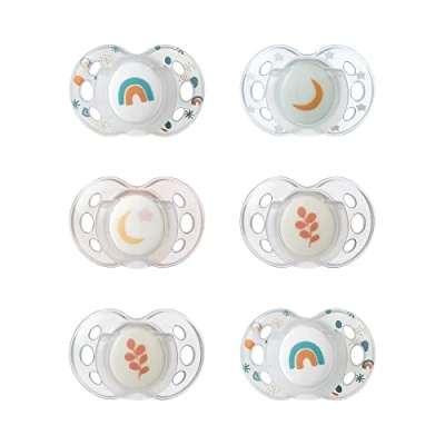 Immagine di Tommee Tippee Succhietto Nighttime, 18 36 mesi, confezione da 6 di succhietti luminosi con capsula sterilizzatrice riutilizzabile