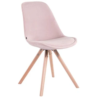 Immagine di CLP Sedia Design Toulouse Imbottita in Velluto I da Pranzo Scandinavo con Telaio Legno, Colore:Rosa, Colore del Telaio:Natura