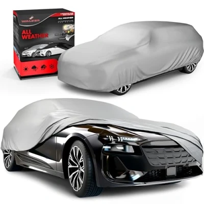 Immagine di WALSER Telone per auto All Weather Basic, 100% resistente alle intemperie, impermeabile, garage completo Combi misura M argento