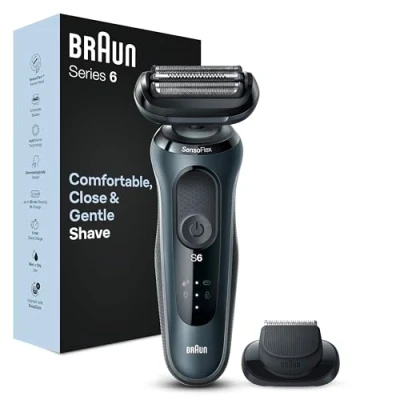Immagine di Braun Series 6 Regolabarba Uomo, Rasoio Elettrico Barba, Rifinitore Di Precisione EasyClick, SensoFlex, Wet&amp;Dry, Ricaricabile, Custodia da Viaggio, Senza Fili, Idea Regalo, 61 N1200s Grigio