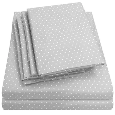 Immagine di Lenzuola king Size 6 pezzi 1500 Supreme Collection Fine spazzolato microfibra profonda tasca Set biancheria da letto 2 federe extra, ottimo rapporto qualità prezzo, size, grigio a pois