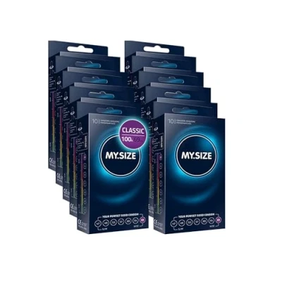 Immagine di MY.SIZE preservativi classici misura 7 I 69 mm di larghezza 100 pezzi confezione maxi premium extra sottili fedeli al tatto 0,07 spessore della parete