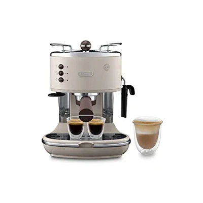 Immagine di De&#039;Longhi Icona Vintage ECOV311.BG Macchina da Caffè Espresso Manuale e Cappuccino, in Polvere Cialde E.S.E., Spegnimento automatico, Montalatte classico, Filtro Singolo Doppio, Beige