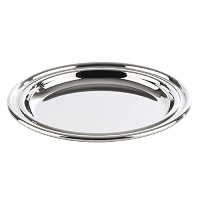 Immagine di Set di sottobicchieri APS (6 pezzi) in acciaio inossidabile lucidato alta qualità, Ø 10 cm, design pesante, bordo arrotolato, vetro lucido, rotondo