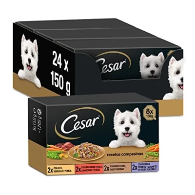 Immagine di Cesar Multipack di vasche da bagno inumidito in salsa, selezione ricette contadini (pack 3 x 8 Tarrin 150g)
