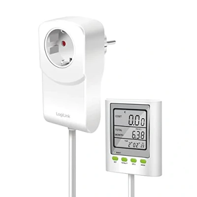 Immagine di LogiLink EM0006 Misuratore dei Costi energetici con calcolo delle emissioni di CO2 e Cavo prolunga, Bianco