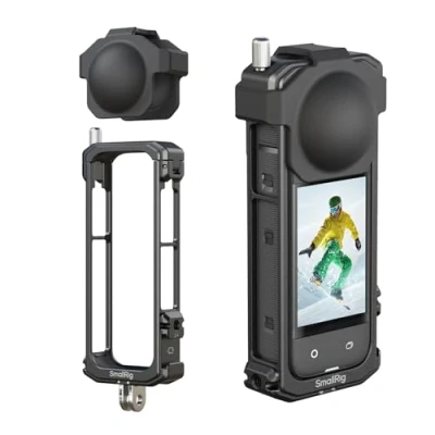 Immagine di SMALLRIG Cage per Insta360 X4, Custodia Protettiva in Alluminio X4 con Copriobiettivo Silicone, Slitta Fredda Incorporata e Foro Filettato Antideflessione da 1/4&quot; 20 4278