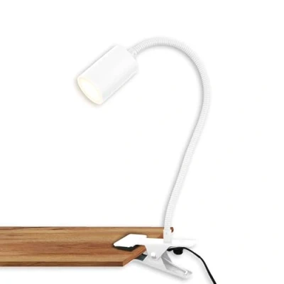 Immagine di BRILONER Lampada da scrivania con interruttore a cavo, colore luce bianca calda, orientabile, spina, altezza 40 cm, bianco