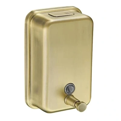 Immagine di Dispenser di sapone da parete in acciaio inox 304 spazzolato oro nero per hotel (dorato 800 ml)