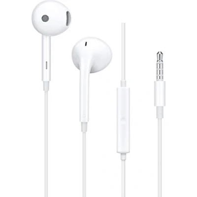 Immagine di OPPO Cuffia Auricolare jack ORIGINALI da 3,5 mm, con controllo remoto in line, compatibile gli smartphones connettore 3.5 mm [A15, A16, A53, A53s, A72, A73, A91], Colore Bianco