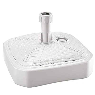 Immagine di Base ombrello quadrato in polietilene con design intrecciato 39 x 13 cm colore bianco