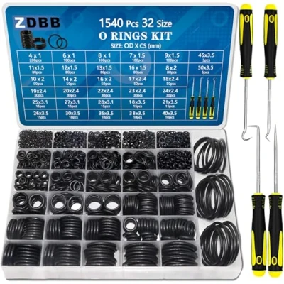 Immagine di ZDBB 32 dimensioni 1540 pezzi o Ring Assortment Kit metrico in gomma nitrilica Set con 4 pick per rubinetto automobilistico rondella a pressione idraulica aria riparazione del gas OD 4mm 50mm