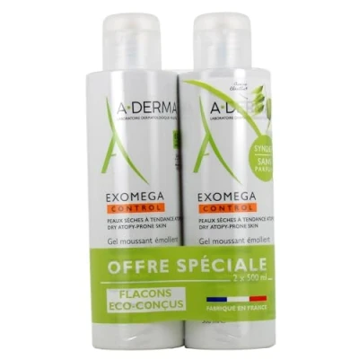 Immagine di A DERMA Exomega Control Anti prurito 2 in 1, Gel Detergente Emolliente x 500ml