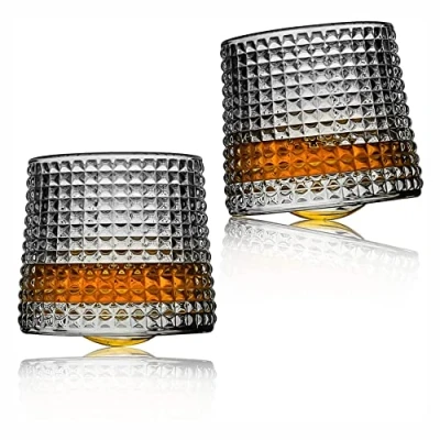 Immagine di Earnmore Set di 2 bicchieri da whisky a quadretti, rotabili decompressione (160ml)