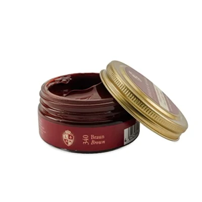 Immagine di Langer &amp; Messmer crema lucido per scarpe in pelle con ingredienti naturali la cura delle di alta qualità adatta a tutte le liscia 50 ml marrone