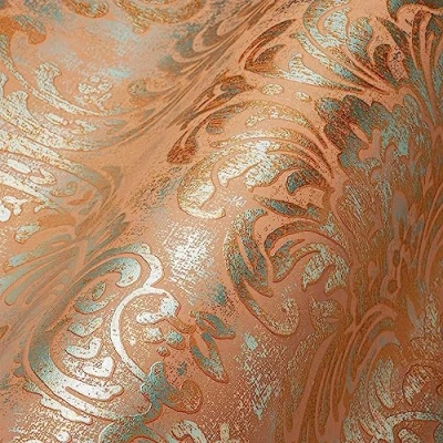 Immagine di Livingwalls Travel Styles Carta da parati in tessuto non tessuto, effetto barocco, colore arancione e rosa, per diversi ambienti, 10,05 m x 0,53