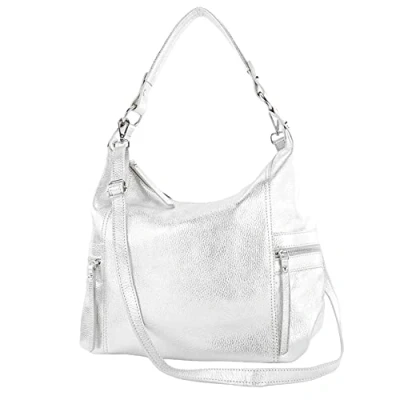 Immagine di modamoda de T229 Borsa a tracolla in pelle, Argento metallizzato, L