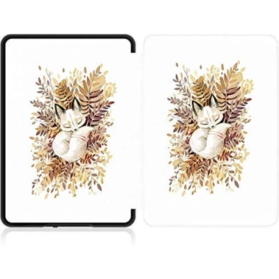 Immagine di EKH Kindle Paperwhite 4 [10Th Generation 2018] Custodia in pelle resistente e intelligente con attivazione/sospensione automatica per Amazon Lultimo Jungle Sleeping Fox