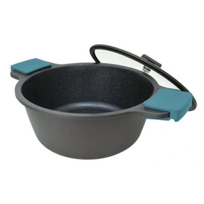 Immagine di Arcos Serie Thera Pentola Antiaderente Alluminio Fuso Adatto a qualsiasi cucina Manici di silicone Sistema risparmio energetico Lavabile in lavastoviglie Colore Nero e Azzurro (32 cm)