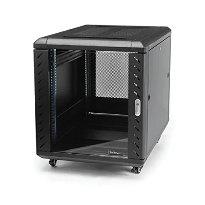 Immagine di StarTech.com Armadio rack 12U 19&quot; con Sportello in Vetro, Server 4 Montanti Serratura e Ruote, Profondità Regolabile