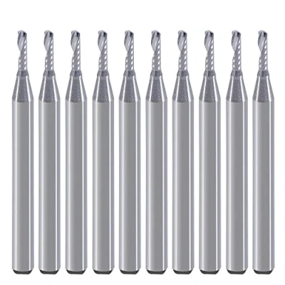 Immagine di Gambo da 1/8 pollici, singolo flauto (O flauto) Tagliare a spirale Router Bit Fresa fine, 0,2 &quot;Diametro di taglio, &quot;Lunghezza taglio,1 1/2&quot; OVL per acrilico PVC MDF plastica