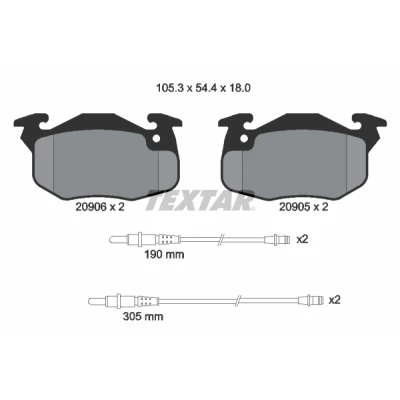 Immagine di TEXTAR 2090603 Kit pastiglie freno Con contatto segnalazione usura CITROËN: Saxo Hatchback, AX, PEUGEOT: 106 II I Hatchback