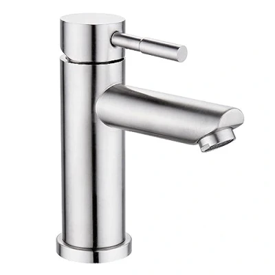 Immagine di rubinetto bagno lavabo acciaio inox acqua calda e fredda con 2 tubi inclusi miscelatore rubinetti