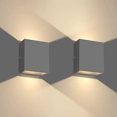 Immagine di Klighten 2 Pezzi 7W Applique da Parete LED Esterno Interni IP65 Su e Giù Lampade Moderne in Alluminio, Lampada Muro per Soggiorno Entrata Corridoio, 3000K Bianco Caldo, Antracite