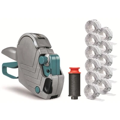 Immagine di Meto Basic S Starter Kit con 11.000 etichette Prezzo, Data, MHD (1 riga, 8 cifre per da 22 x 12 mm, pronto l&#039;uso), 11 rotoli di