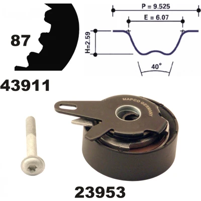 Immagine di MAPCO 23911 Kit cinghia di distribuzione 87 AUDI: A4 B7 Avant, B6 A6 C5 VOLKSWAGEN: Passat B5 GP Variant, Variant