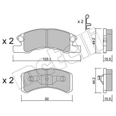 Immagine di METELLI 22 0605 0 Kit pastiglie freno con segnalatore acustico usura MITSUBISHI: Mirage / Space Star Hatchback, DAIHATSU: Cuore 6