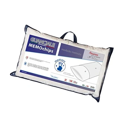 Immagine di V.I.P. Cuscino Fiocchi di Memory, Bianco, 45 x 75, Altamente Traspirante Morbido e con Trattamento Antibatterico, Made in Italy