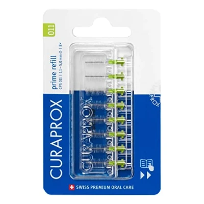 Immagine di Curaprox Interdentalbürsten CPS 011 prime, Refill, 8 Stück, grün, 1.1 mm Durchmesser, 5 Wirksamkeit, Nachfüllpackung, ohne Halter