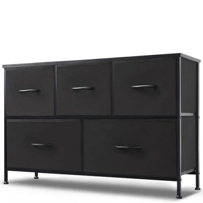 Immagine di DUMOS Cassettiera con cassetti, ingegneria in Poliestere. Materiale: Legno, Nero, 5 Stoffbehälter