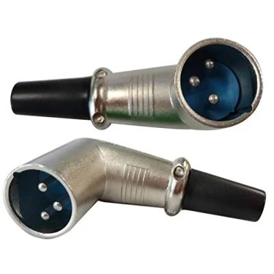 Immagine di zdyCGTime Adattatore XLR fai da te 90 gradi 3 pin maschio tipo di saldatura Connettore per microfono audio (confezione 2 argento) (XLR maschio)