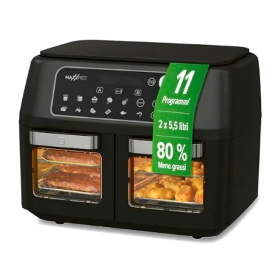 Immagine di MAXXMEE friggitrice ad aria calda a doppia camera, 11 litri, intelligente combinazione di forno calda, grill e con 2 vani XXL da 5,5 pannello controllo digitale