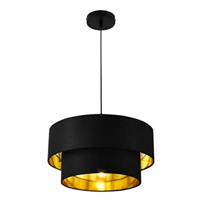Immagine di lux.pro Lampada a Sospensione in Stile Moderno E27 60W Lampadario con Paralume Ø 40 cm Tessuto Nero