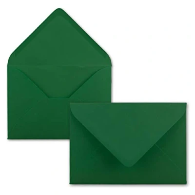 Immagine di 50x Buste B6 17,5 x 12,5 cm verde scuro colla umida con lembo a punta 120 g/m² per matrimoni, biglietti d&#039;auguri, inviti